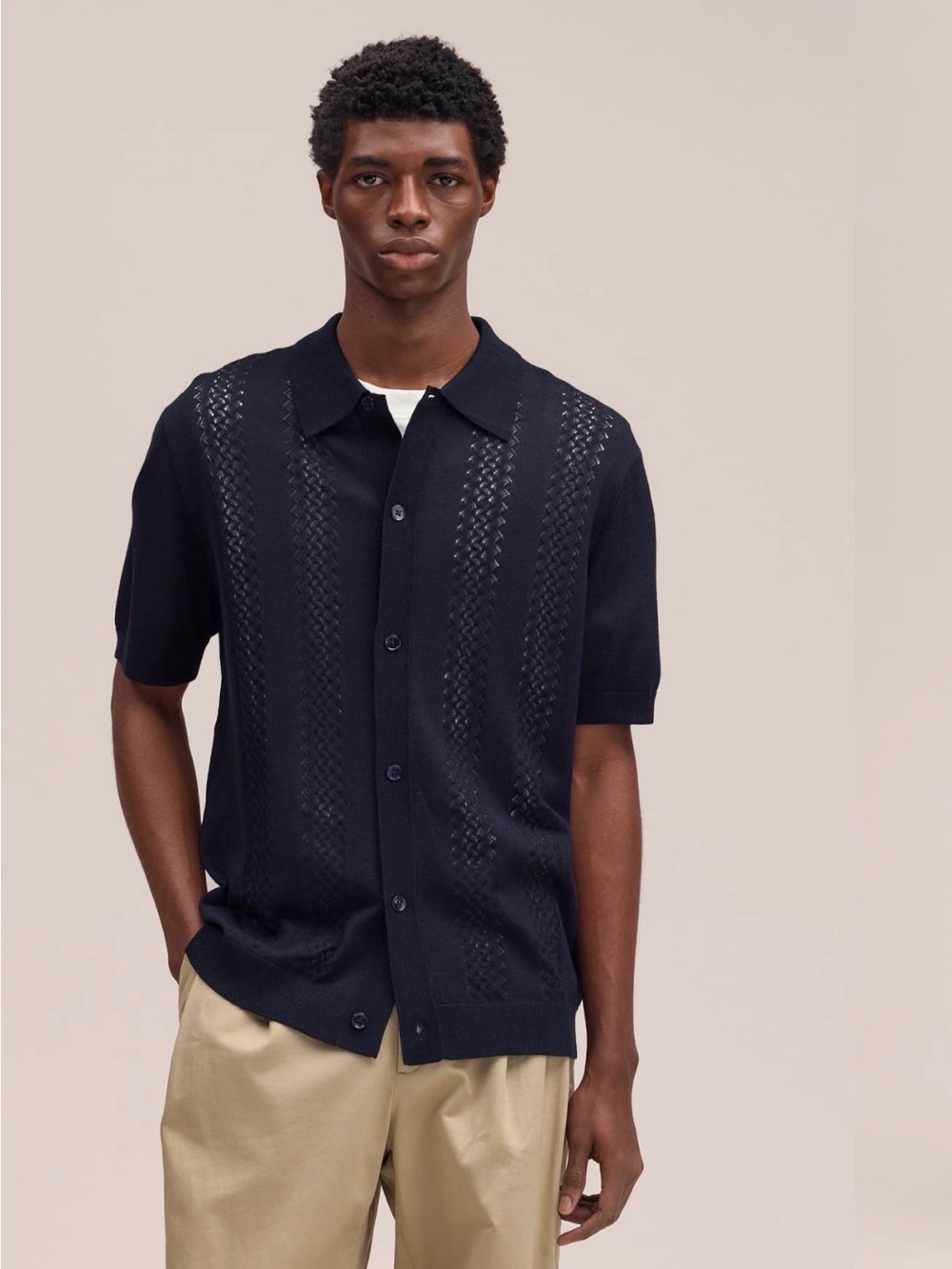 Marc Asher Dark Blue Casual Button Down Shirt